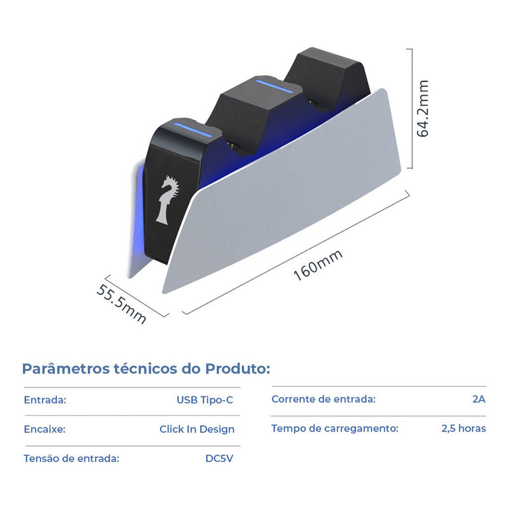 L - Tech Base Carregador Duplo Controle Dock Charge Controle Ps5